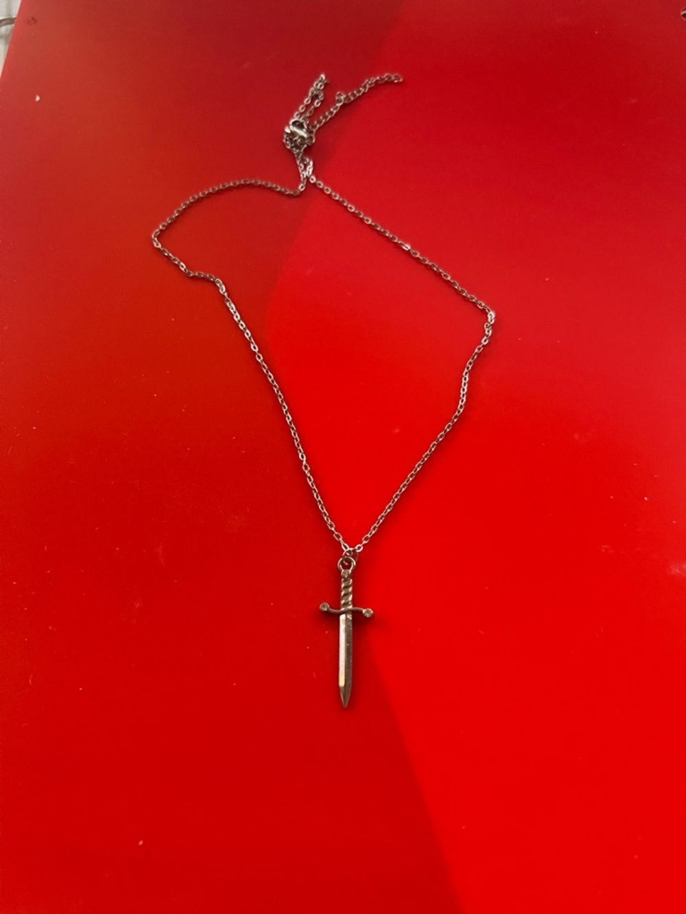 Dagger Sword Pendant Necklace - Silver Tone